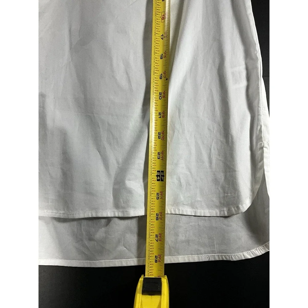 Michael Kors White 1/2 Zip Flip Cuff Sleeve Pockets Top/Blouse Women's Medium
